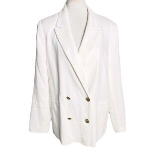 Banana Republic Textured White‎  Double Breasted Gold Buttons Blazer Jacket 14